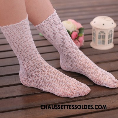 Bas Bas De Soie Femme Chaussette Courte Princesse Creux Guipure Printemps Légère Art Blanc