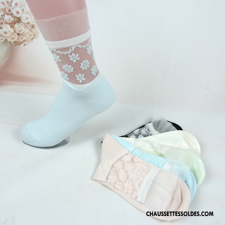 Bas Bas De Soie Femme Chaussette Dame Transparent Chaussettes En Coton Confortable Mode Vert