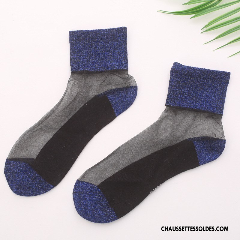 Bas Bas De Soie Femme Chaussette De Noël Mode Légère Rétro Été Le Nouveau Bleu