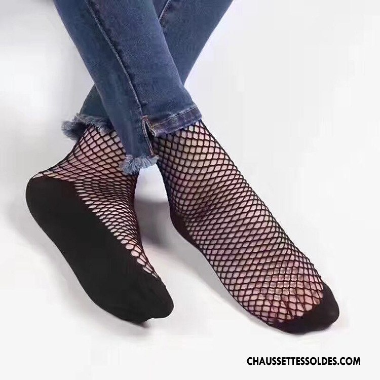 Bas Bas De Soie Femme Court Chaussette Creux Guipure Grille Chaussette Courte Sexy Noir