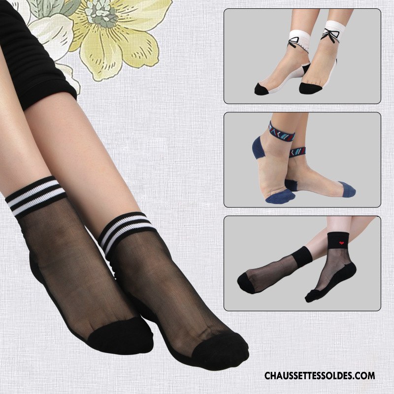 Bas Bas De Soie Femme Cristal L'automne Chaussette Anti-off Amour Chaussette De Noël Blanc