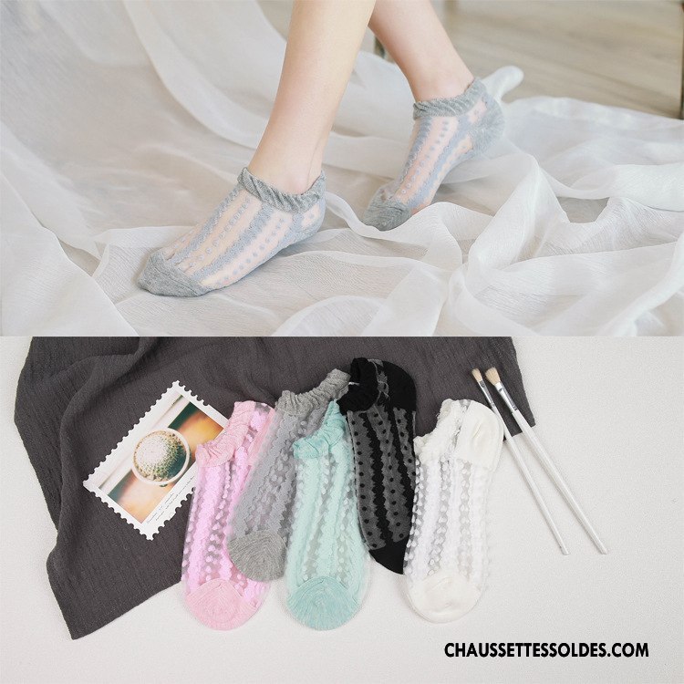 Bas Bas De Soie Femme Dame Absorber La Sueur Respirant Doux Chaussettes En Coton Chaussette Basse Coupée Gris