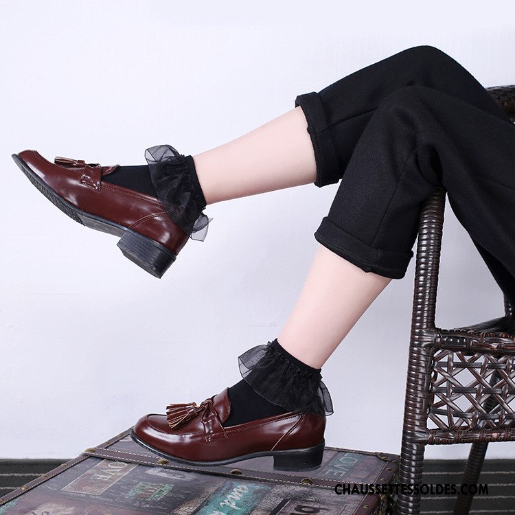 Bas Bas De Soie Femme Dame Printemps Chaussette Courte 100% Coton Dentelle Nouvelles Arrivées Noir