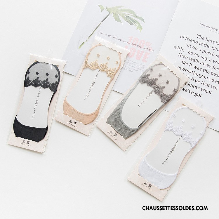 Bas Bas De Soie Femme Fleurs Coton Légère Respirant Matelassé Chaussette Blanc