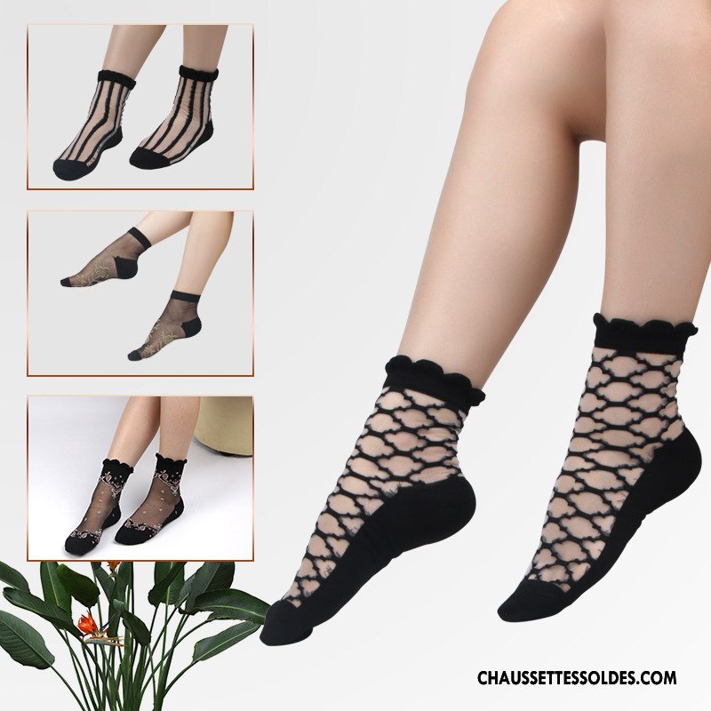 Bas Bas De Soie Femme Haute Qualité Ajouter Du Coton Chaussette De Noël Cristal Antidérapant Anti-off Noir