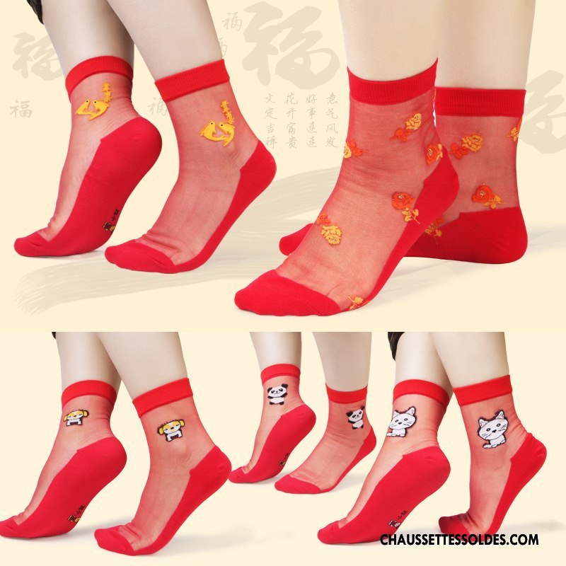 Bas Bas De Soie Femme Hiver Chaussette Nouveau Sexy Gros Chaussette De Noël Rouge