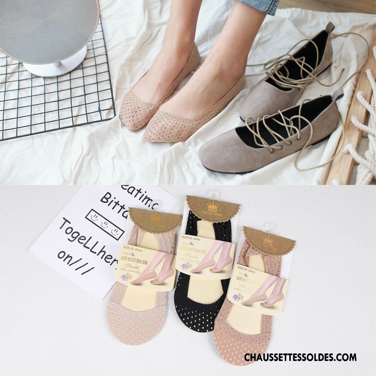 Bas Bas De Soie Femme Invisible Chaussette Dame Nouvelles Arrivées Silicone 100% Coton Rose