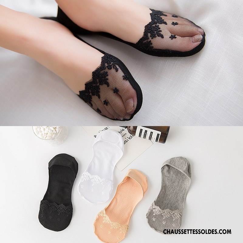 Bas Bas De Soie Femme Invisible Dame Couleur Chaussette Silicone Soie De Glace Gris Clair