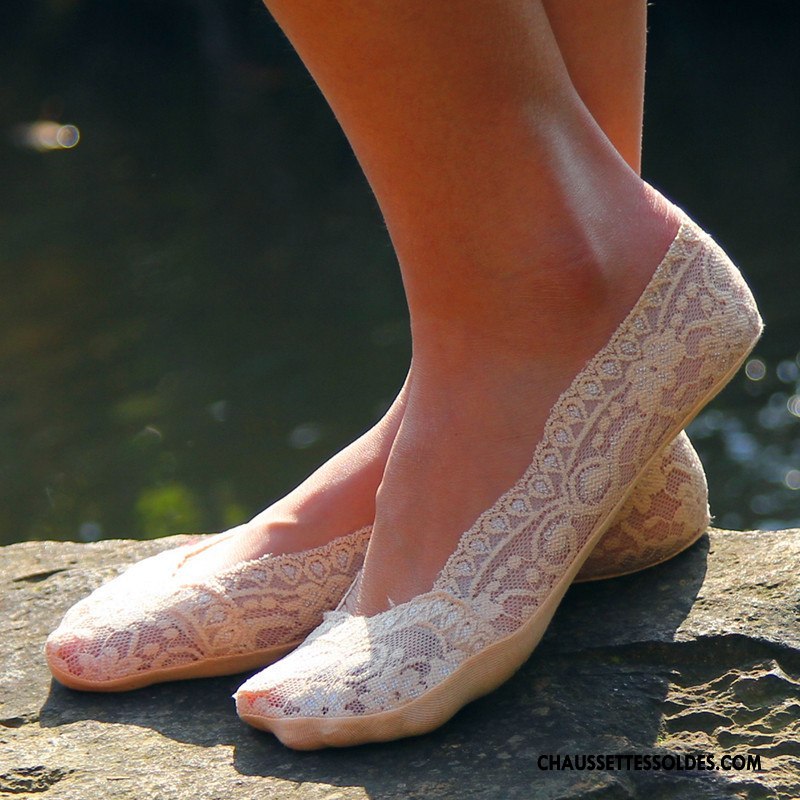 Bas Bas De Soie Femme Invisible Dentelle Chaussette Basse Coupée Été Antidérapant Printemps Multicolore Clair