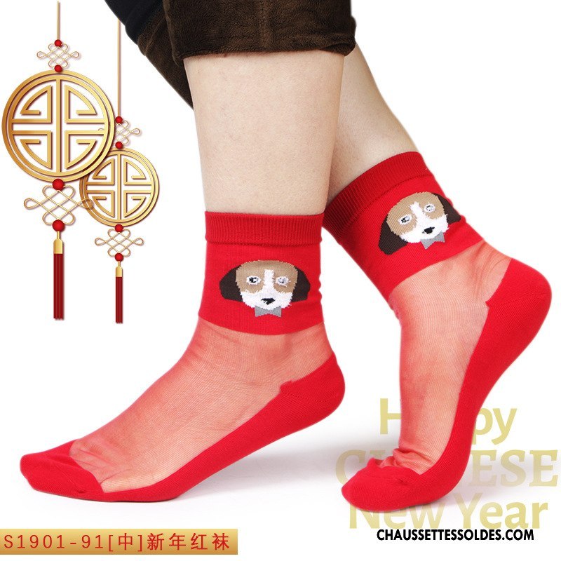 Bas Bas De Soie Femme L'automne Chaussette De Noël Cristal Hiver Antidérapant Tous Les Assortis Rouge