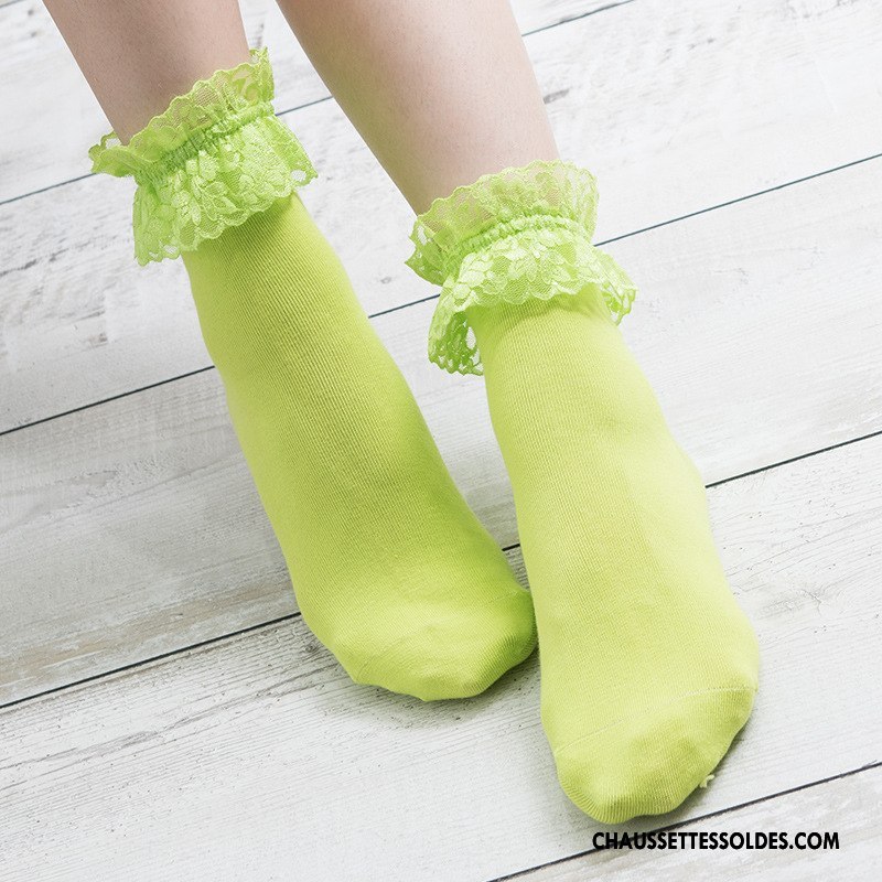Bas Bas De Soie Femme Le Nouveau Milieu Campus Charmant Chaussette Matelassé Couleurs De Bonbons Pure Vert