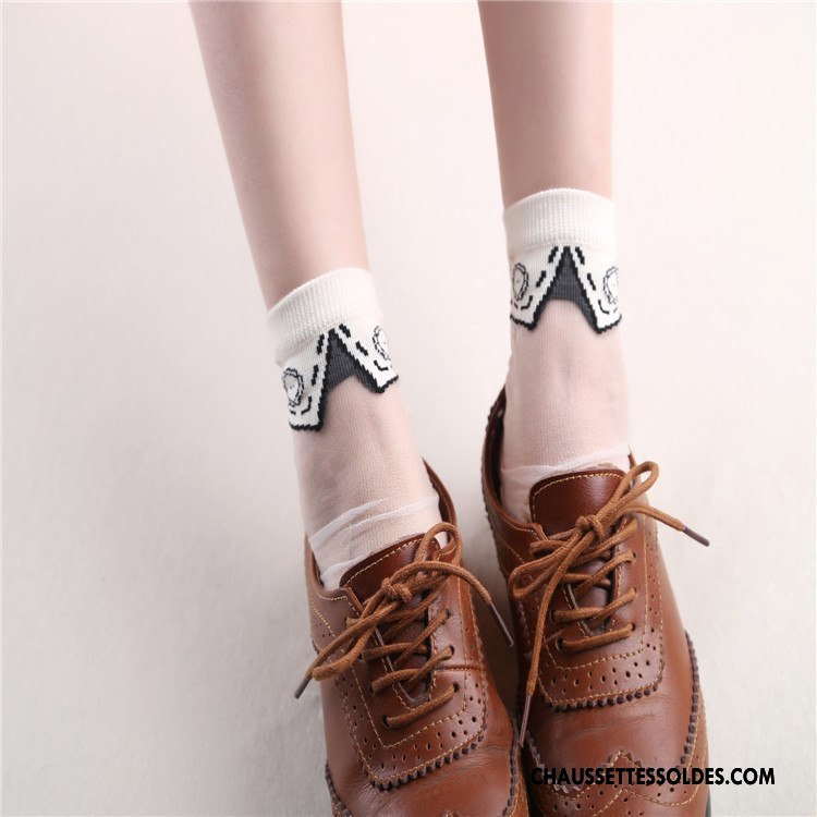 Bas Bas De Soie Femme Le Nouveau Modèle Été Chaussette De Noël Personnalité Printemps Blanc