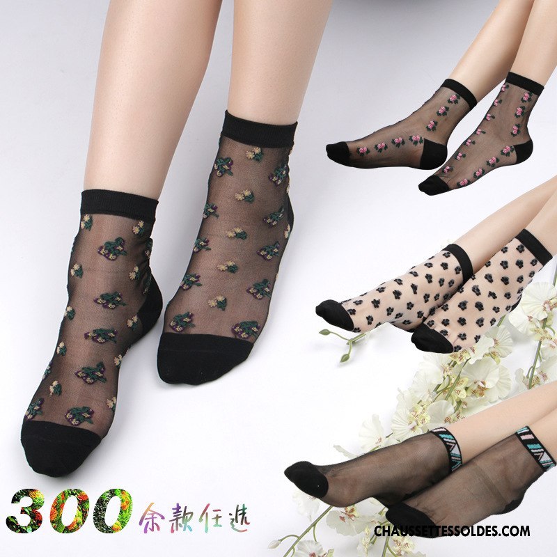 Bas Bas De Soie Femme Middle Waisted Chaussette Respirant Été Noir