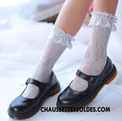 Bas Bas De Soie Femme Milieu Chaussette Courte Chaussette De Noël Dentelle Élève L'automne Bleu Clair Pure Blanc