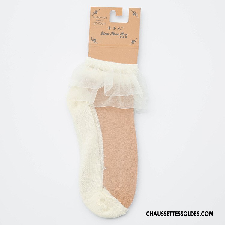Bas Bas De Soie Femme Nouvelles Arrivées Courte Dentelle Yarn Chaussette De Noël Printemps Blanc