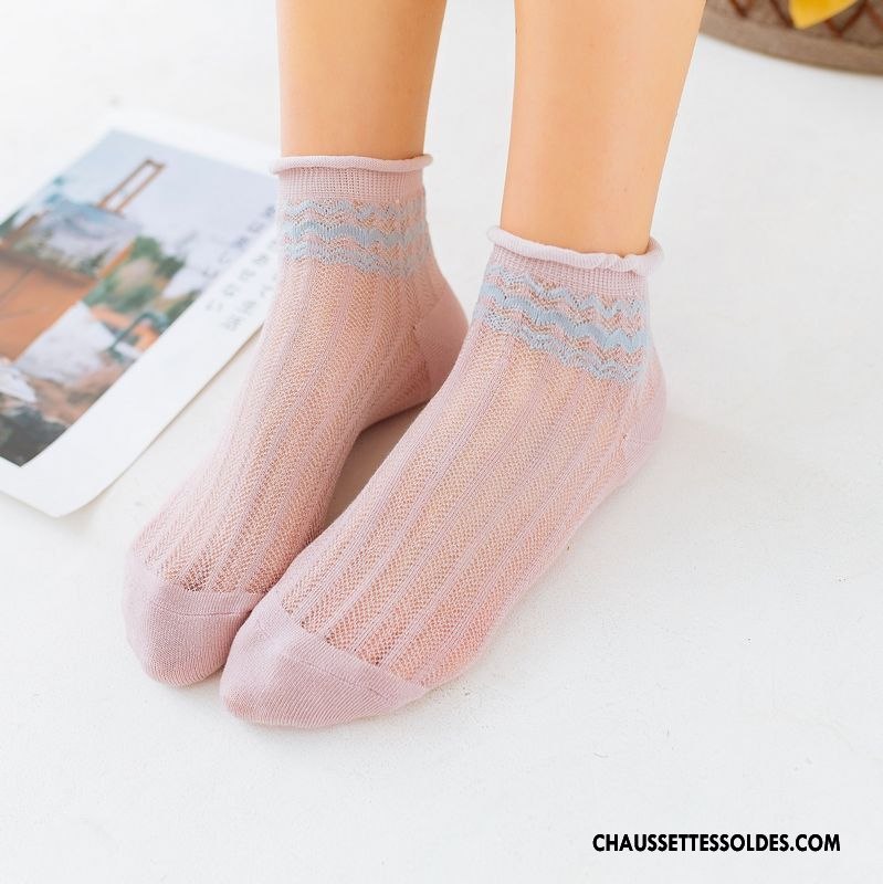 Bas Bas De Soie Femme Ourlet Chaussette Printemps Enceintes Engrener Été Violet Rose