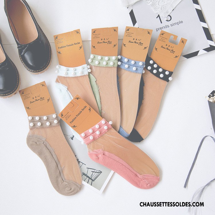 Bas Bas De Soie Femme Perle Dame Chaussette Courte Nouvelles Arrivées Légère Été Vert