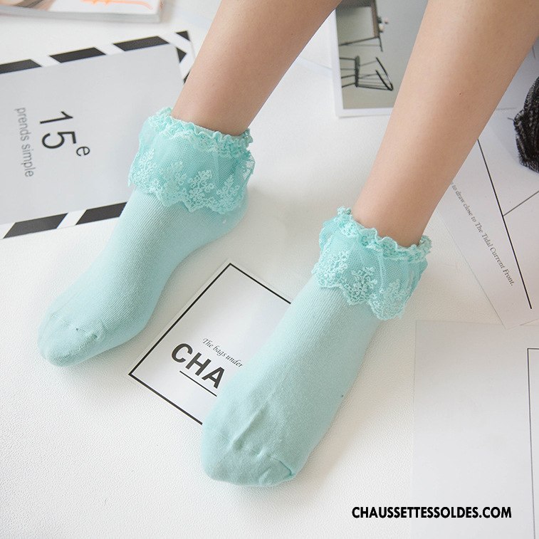 Bas Bas De Soie Femme Printemps Chaussette Fille Dentelle 100% Coton Nouvelles Arrivées Vert