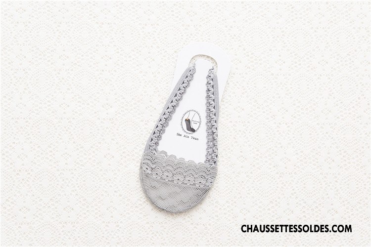 Bas Bas De Soie Femme Printemps Dentelle Le Nouveau Chaussette Invisible Matelassé Argent Gris