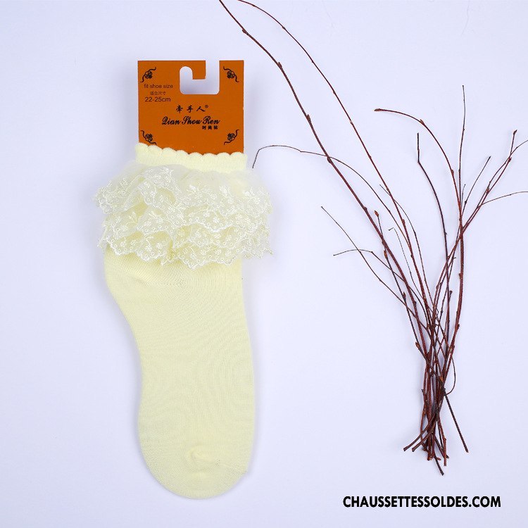 Bas Bas De Soie Femme Respirant Chaussette Le Nouveau Princesse Couche Double Charmant Jaune