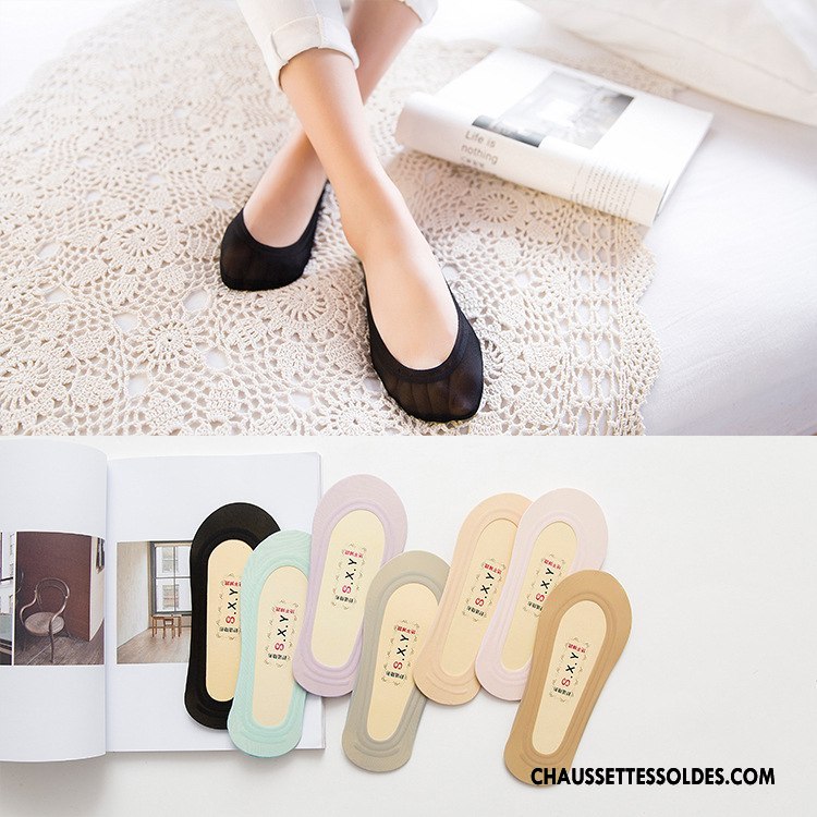 Bas Bas De Soie Femme Soie De Glace Chaussette Chaussette Courte Anti-off Silicone Invisible Noir Clair