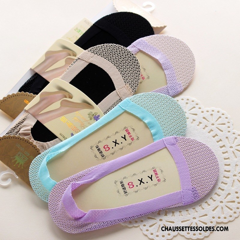 Bas Bas De Soie Femme Été Anti-off Chaussette Basse Coupée Engrener Pas De Traces Invisible Bleu Clair