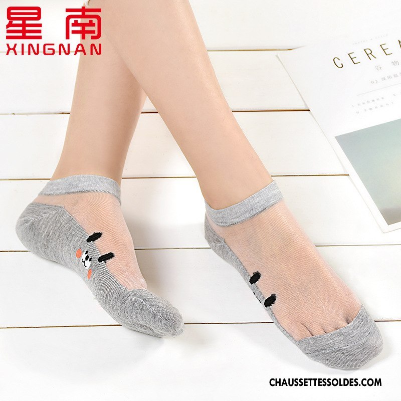 Bas Bas De Soie Femme Été Chaussette Dame Courte Chaussette Basse Coupée Cristal Gris Clair