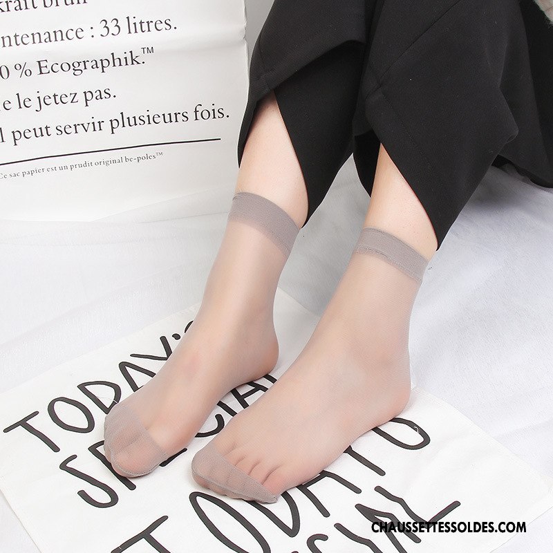 Bas Bas De Soie Femme Été Confortable Chaussette De Noël Tous Les Assortis Courte Printemps Gris