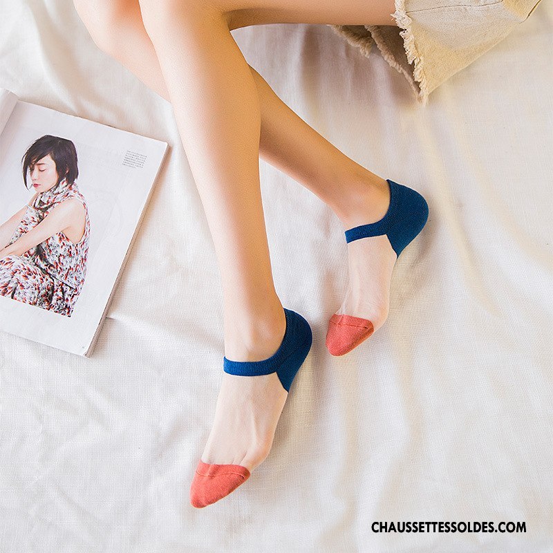 Bas Bas De Soie Femme Été Légère Cristal Le Nouveau Chaussette Dame Couleurs Mixtes Bleu