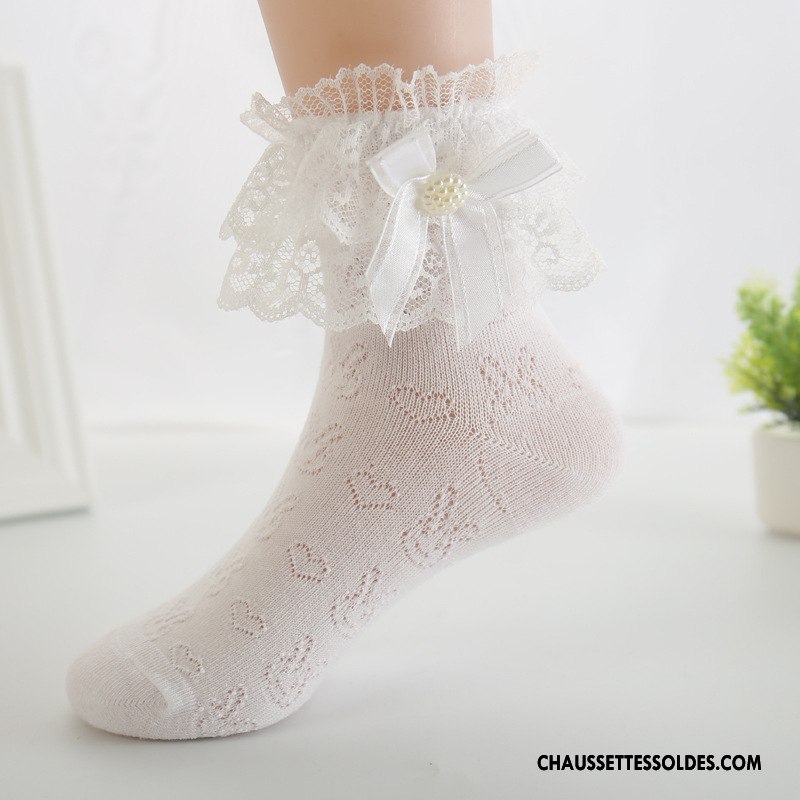 Bas Bas De Soie Fille Bébé Enfant Dentelle Engrener Chaussettes En Coton Lapin Blanc