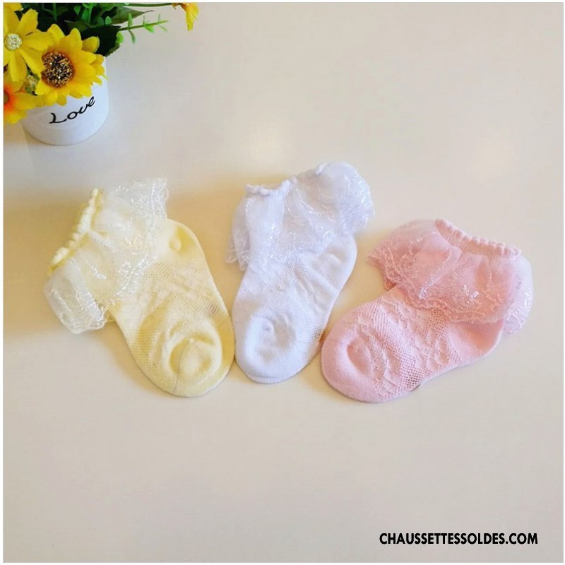 Bas Bas De Soie Fille Chaussette Dentelle Enfant Printemps Princesse Bébé Jaune