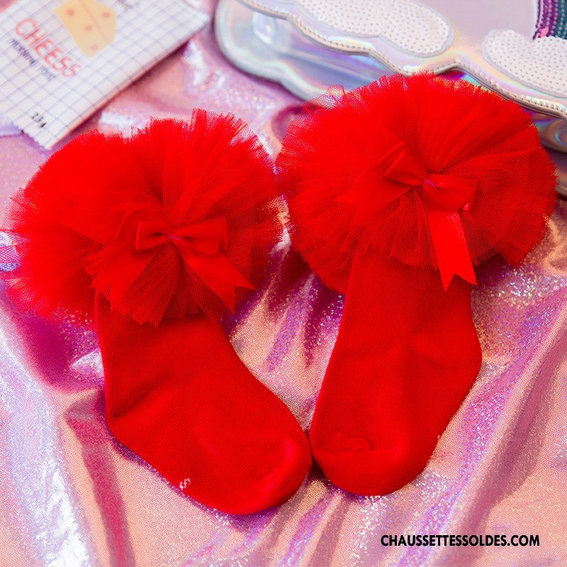 Bas Bas De Soie Fille Enfant Original Dentelle Gros Tendance Manuel Rouge