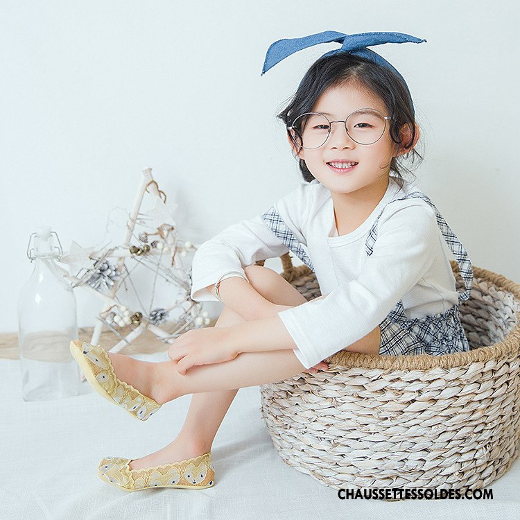 Bas Bas De Soie Fille Printemps Enfant Antidérapant Renard Chaussette Basse Coupée Silicone Or Clair