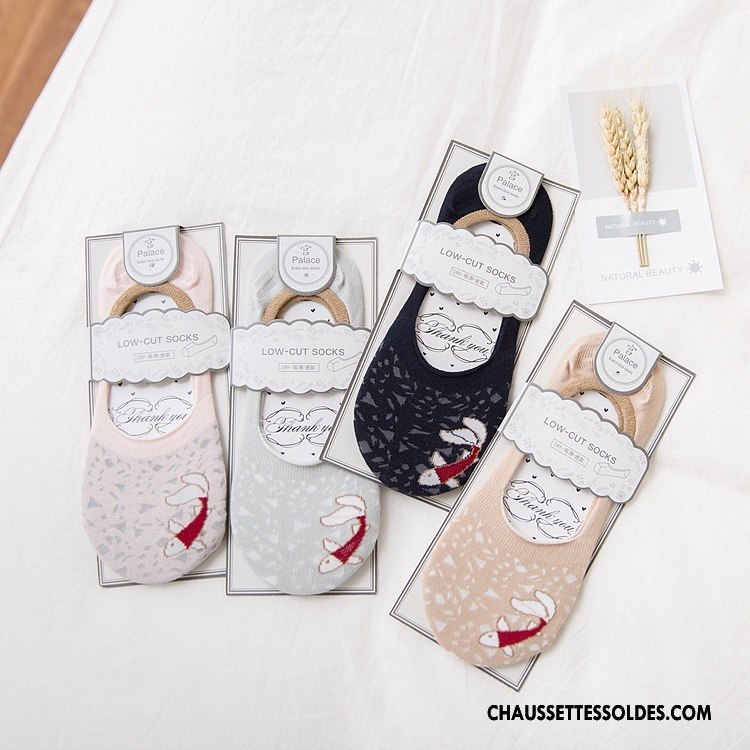Chaussette Basse Femme 100% Coton Tous Les Assortis Antidérapant Dame Invisible Silicone Blanc Or