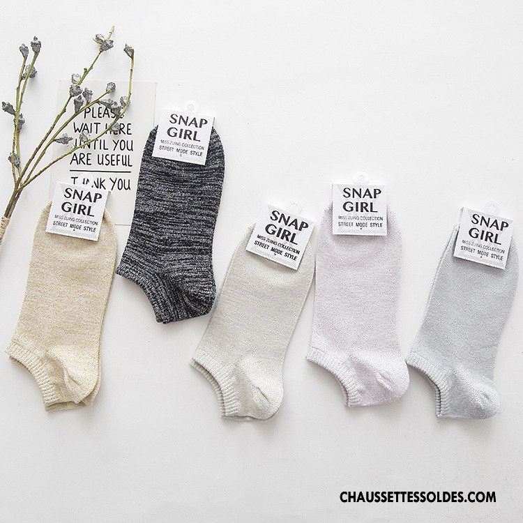 Chaussette Basse Femme Absorber La Sueur Le Nouveau Coton Respirant Invisible Chaussette Basse Coupée Gris Clair