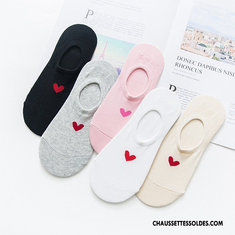 Chaussette Basse Femme Amour Simple Printemps Silicone Antidérapant Invisible Rose