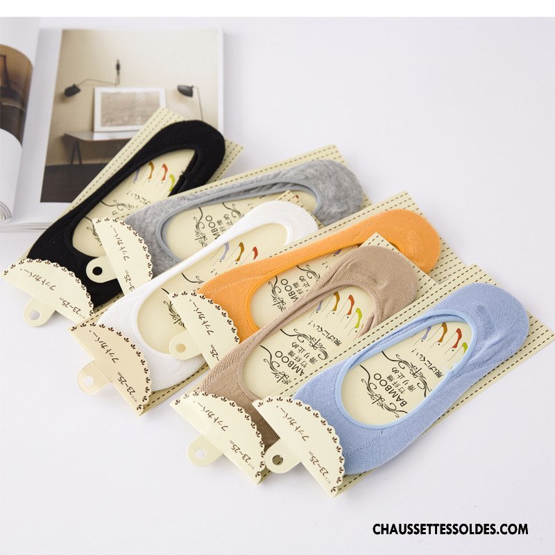 Chaussette Basse Femme Anti-off Silicone Invisible Été Très Mince Bambou Couleurs De Bonbons Bleu