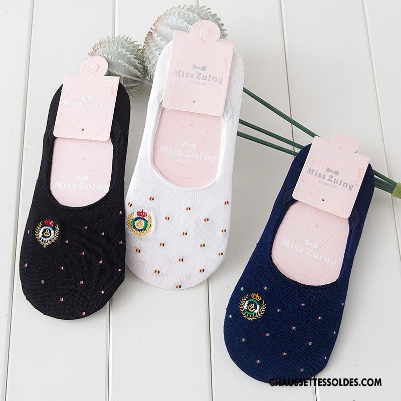 Chaussette Basse Femme Antidérapant Chaussette Basse Coupée Ultra Invisible Coton Silicone Bleu Clair