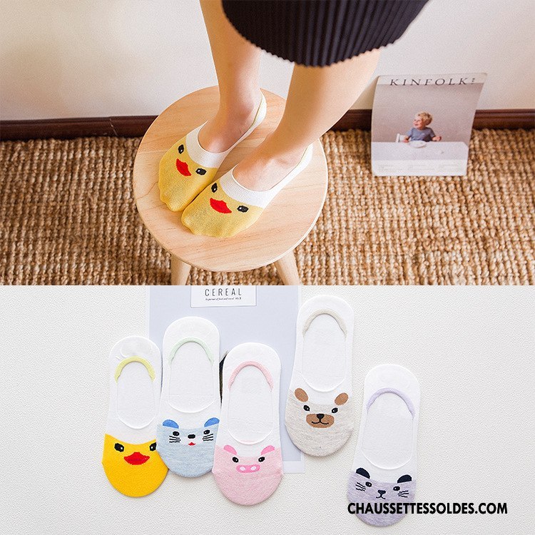 Chaussette Basse Femme Antidérapant Dessin Animé Le Nouveau Petit Animal Invisible Jaune