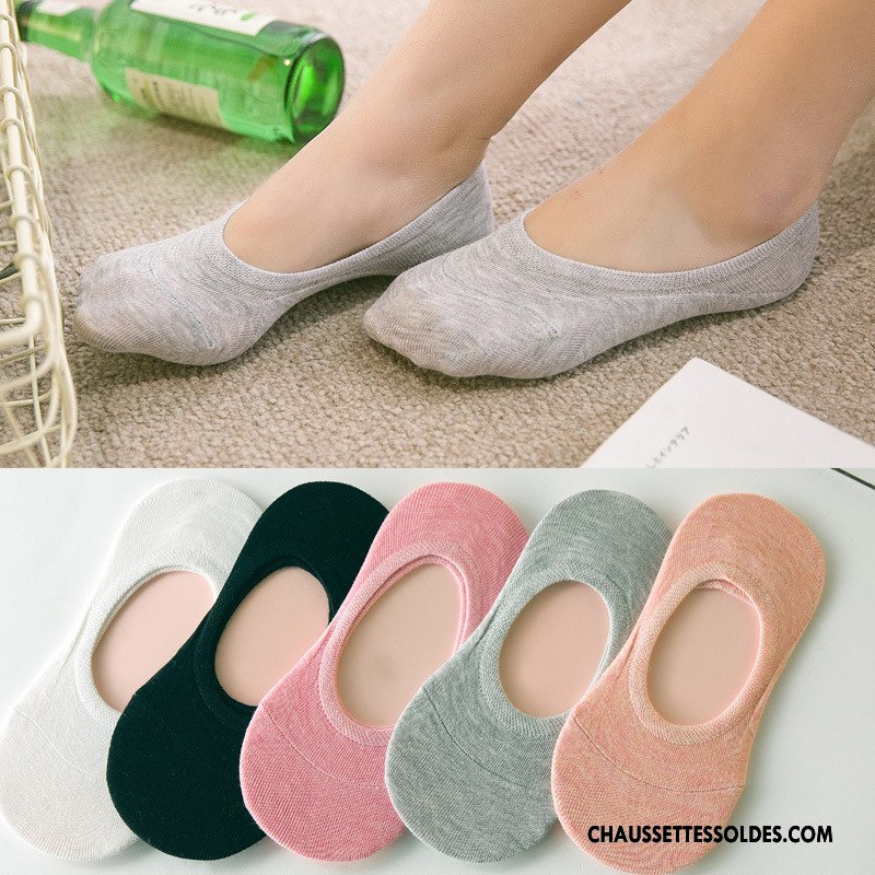Chaussette Basse Femme Antidérapant Invisible Chaussette Basse Coupée Printemps Silicone Été Couleurs De Bonbons Pure Gris Clair