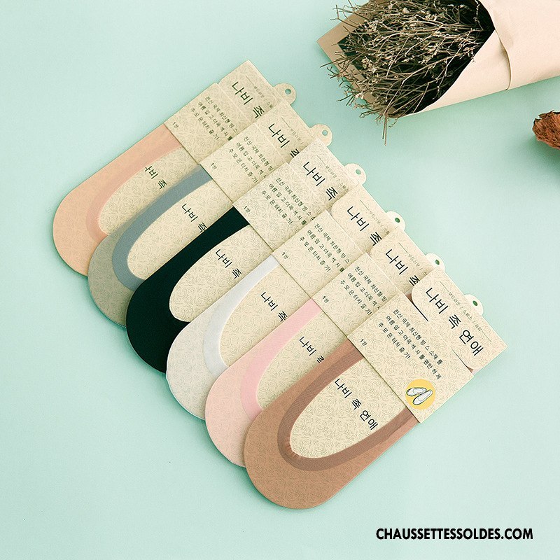 Chaussette Basse Femme Antidérapant Pas De Traces Été Dame Silicone Une Pièce Marron / Brun Clair