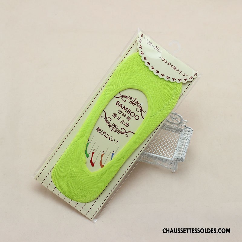 Chaussette Basse Femme Antidérapant Silicone Bambou Dame Anti-off Invisible Vert