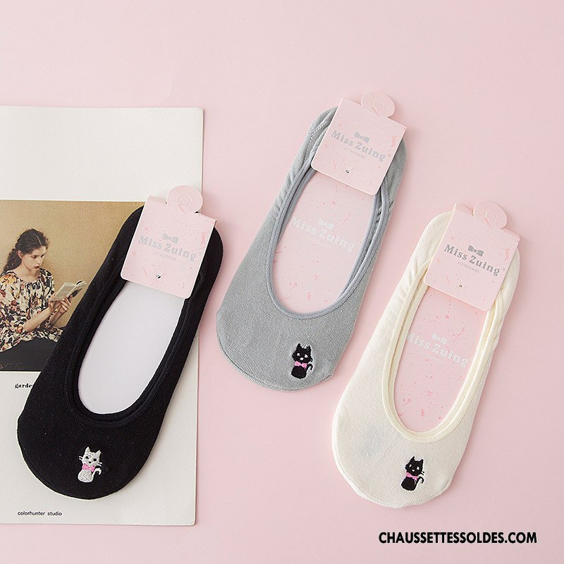 Chaussette Basse Femme Antidérapant Silicone Invisible Chaussette Basse Coupée Printemps Le Nouveau Gris Clair