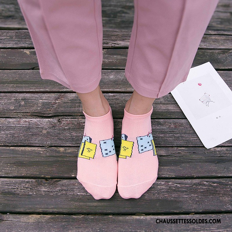 Chaussette Basse Femme Casual Chaussette Courte Le Nouveau Chaussette Basse Coupée Dame Couleur Couleurs De Bonbons Rose