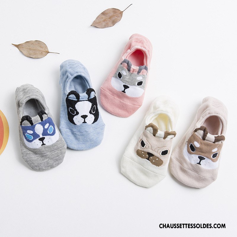 Chaussette Basse Femme Charmant Dimensionnel Dessin Animé Dame Invisible Silicone Bleu Clair