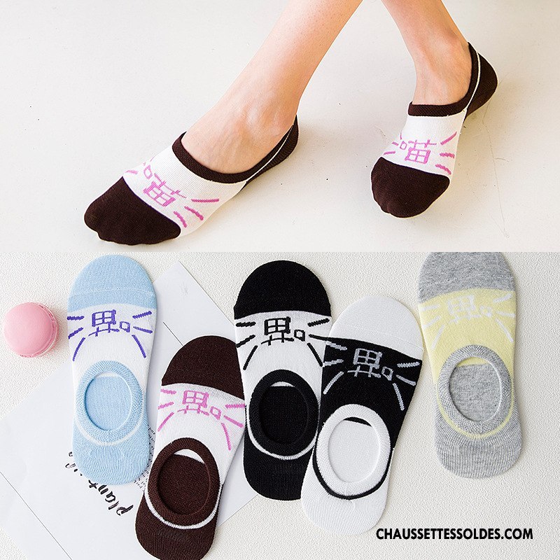 Chaussette Basse Femme Chat Le Nouveau Dame Invisible Dessin Animé Chaussettes En Coton Bleu