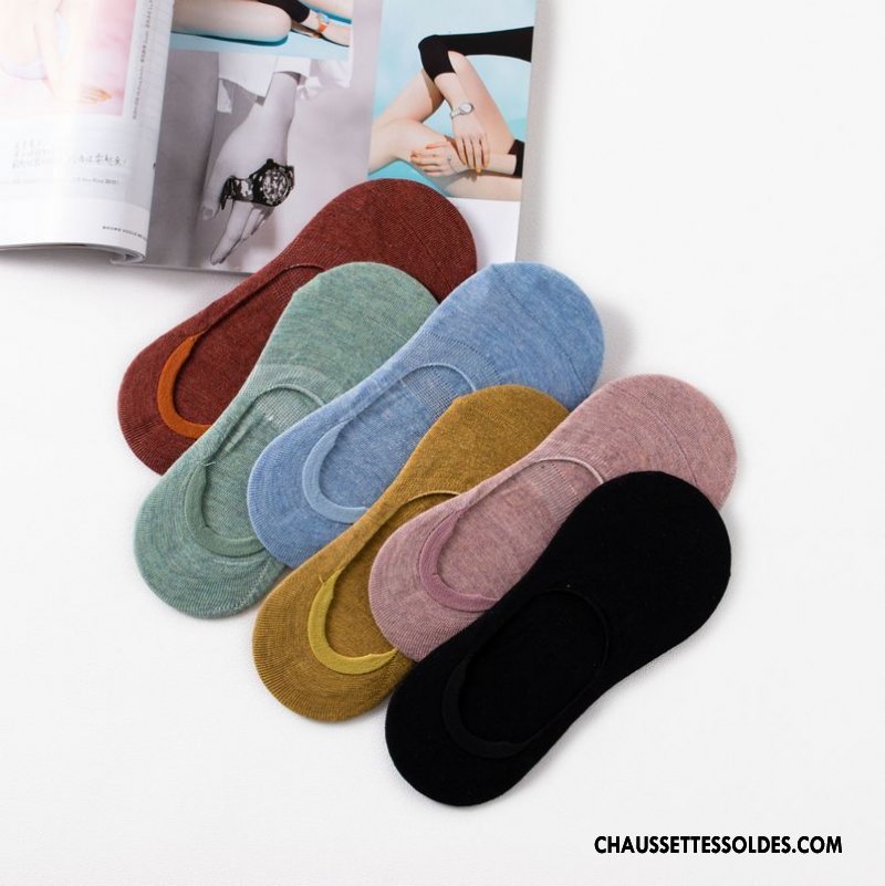 Chaussette Basse Femme Chaussette Basse Coupée Dame Matelassé Invisible Pure Noir