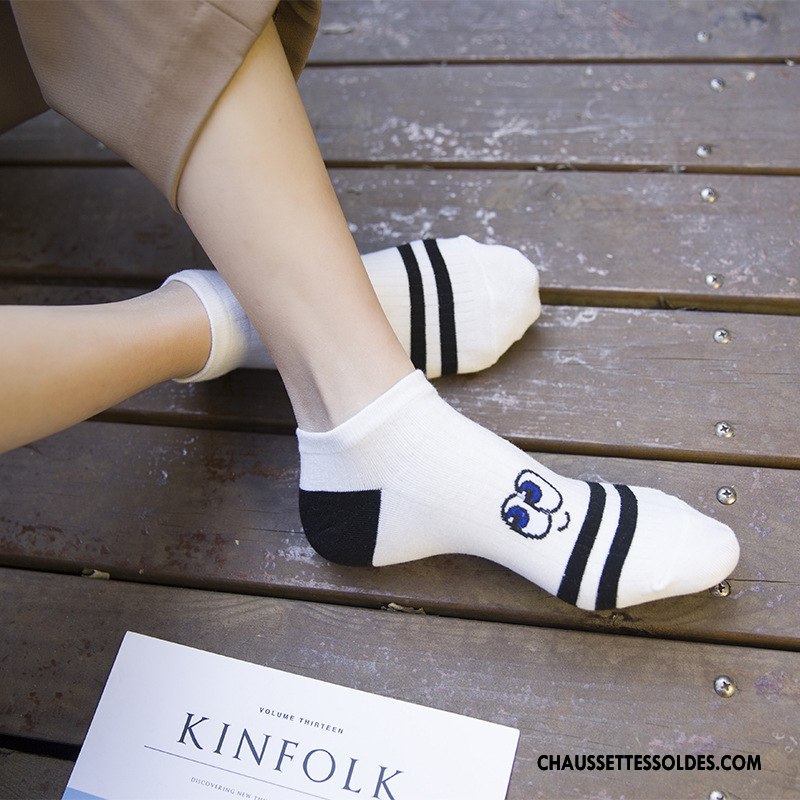 Chaussette Basse Femme Chaussette Basse Coupée Dessin Animé Créatif Dame 100% Coton Le Nouveau Blanc Clair