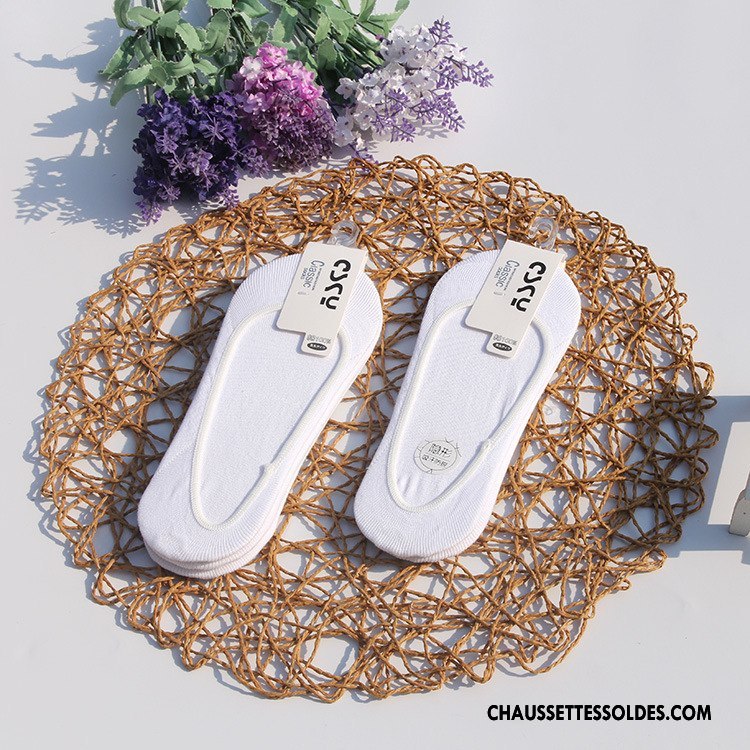 Chaussette Basse Femme Chaussette Basse Coupée Le Nouveau Chaussettes En Coton Petit Dame Silicone Blanc Clair