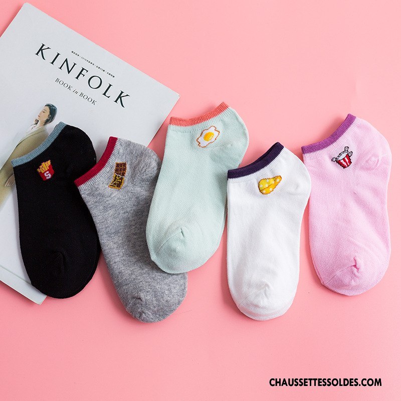 Chaussette Basse Femme Chaussette Basse Coupée Printemps 100% Coton L'automne Simple Dame Violet Clair